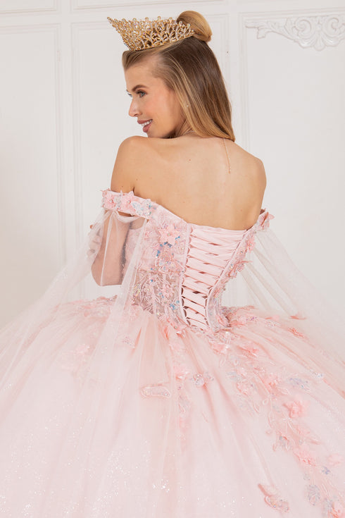 Floral Appliqués Off Shoulder Ball Gown for Women, Sizes 4/XS-16/3X